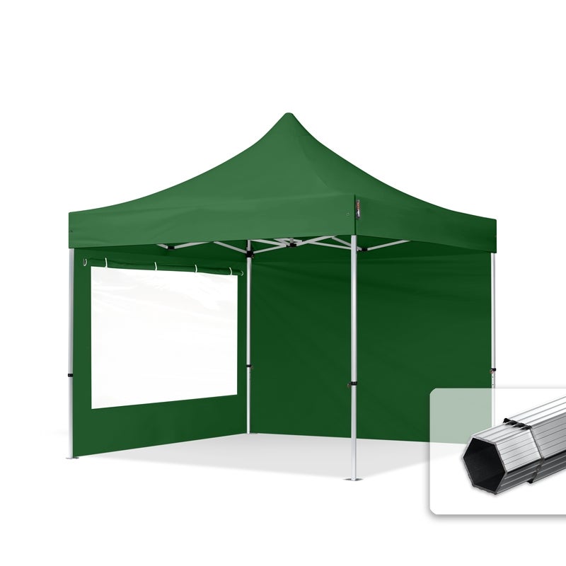 3x3 m Namiot Ekspresowy PROFESSIONAL Alu 40mm, ze ścianami bocznymi, okna panoramiczne, ciemnozielony