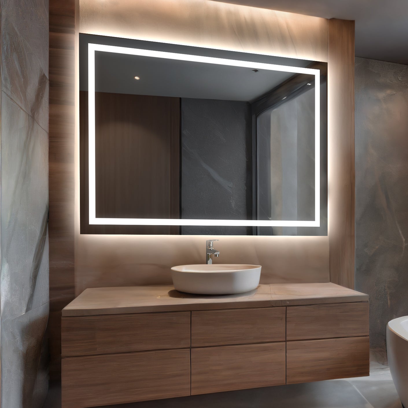 Miroir de Salle de Bain LED Bella - 120x100cm - Blanc Froid 7000K - 2
