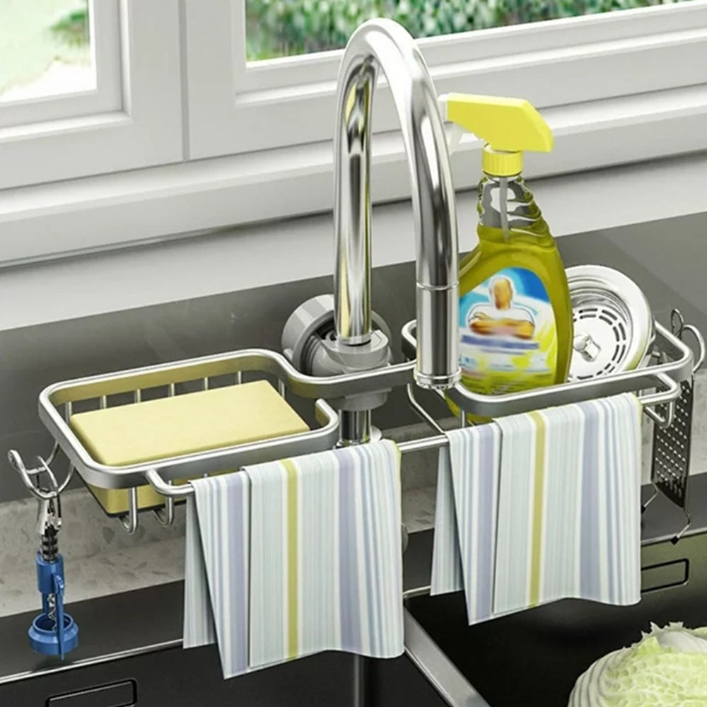 Cestello Portaspugna In Silicone Per Lavello Cucina Con Cinturino Regolabile – Blu, 9x7x7 Cm – Drenaggio Rapido