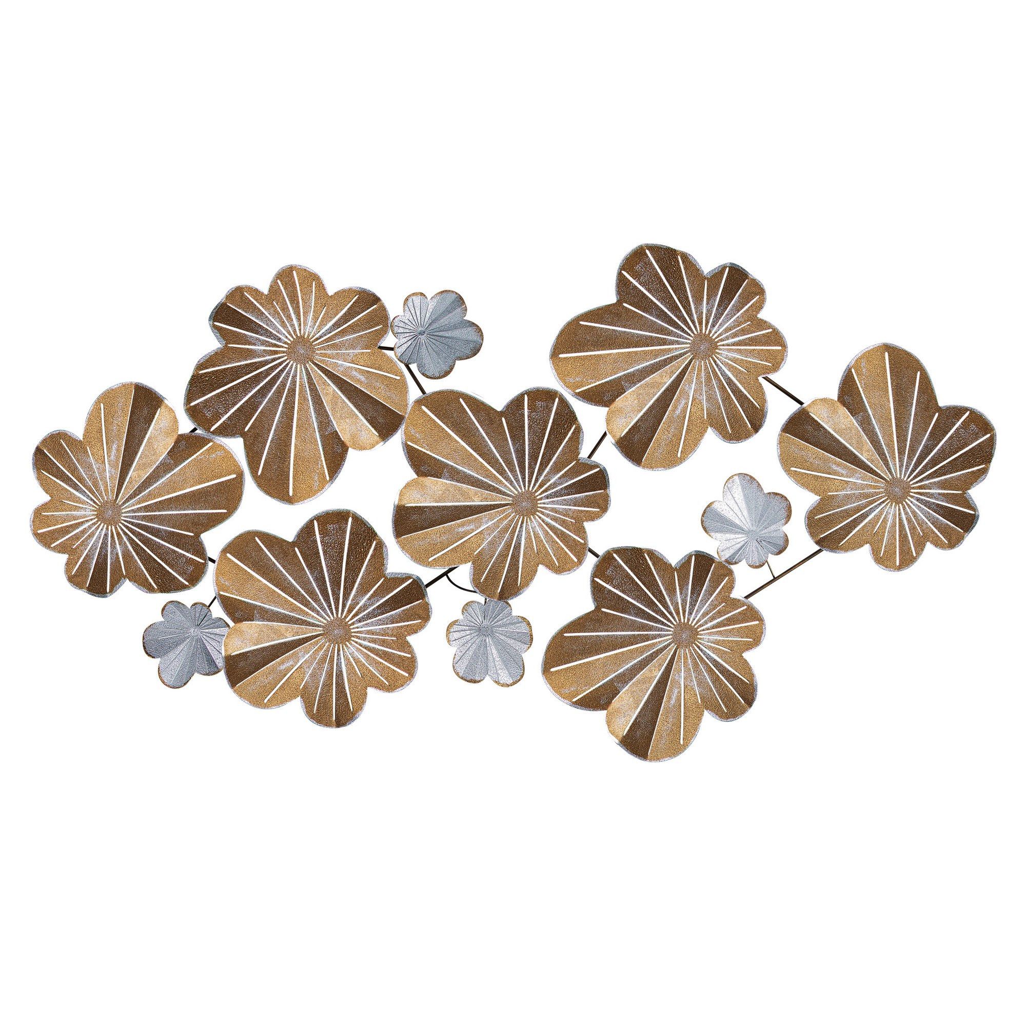 DECO MURALE METAL FLEUR OR 31X89CM