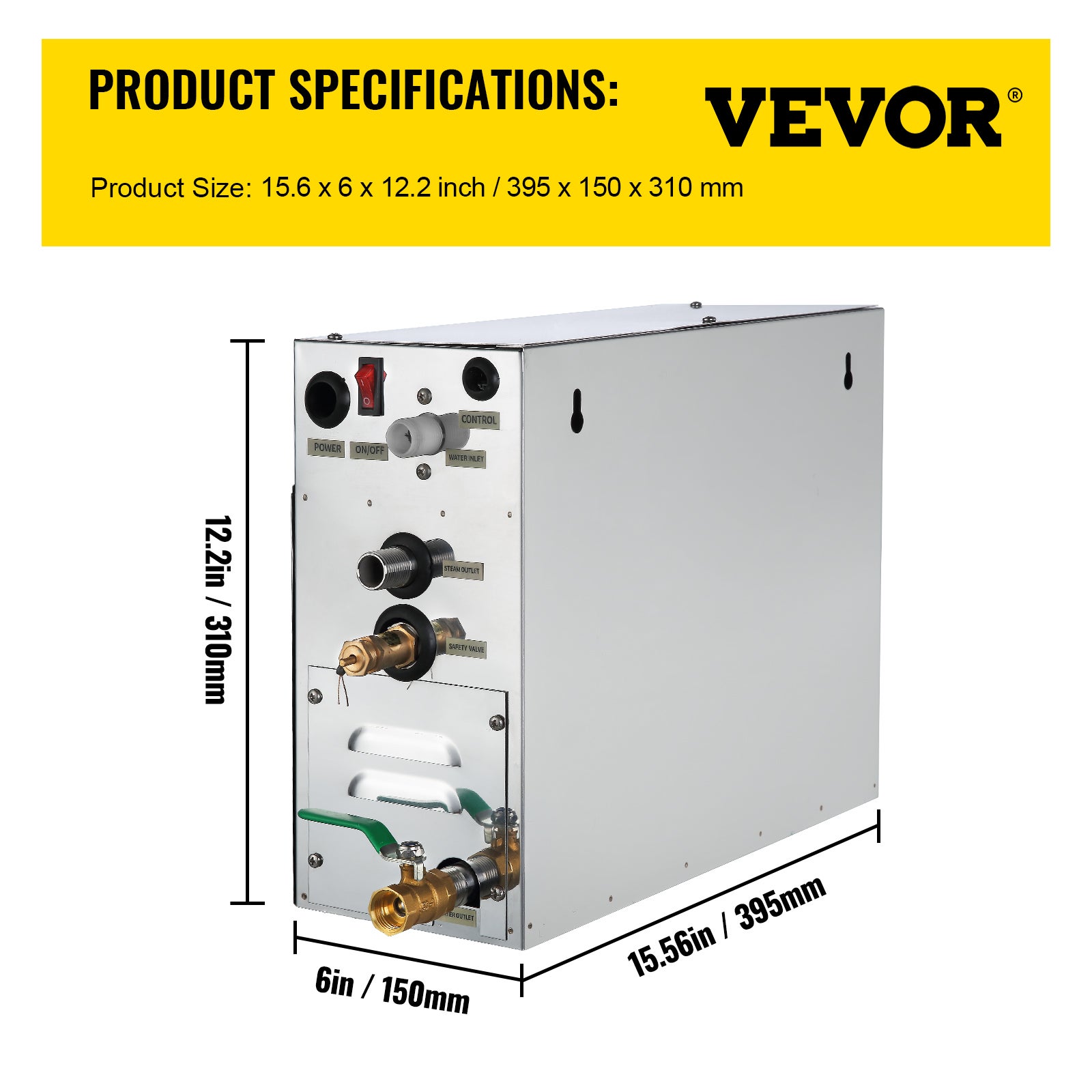 6 KW generatore di vapore Doccia VEVOR Sauna Bagno Home Spa - 7