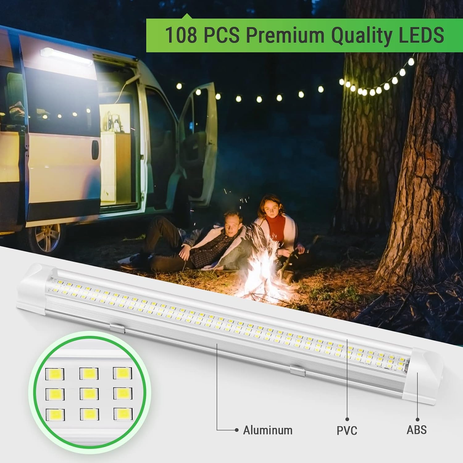 Barre LED 12V Per Interni - 4 Luci Per Camper, Furgone, Barca Con Interruttore ON/OFF, 6000K - Foto 6