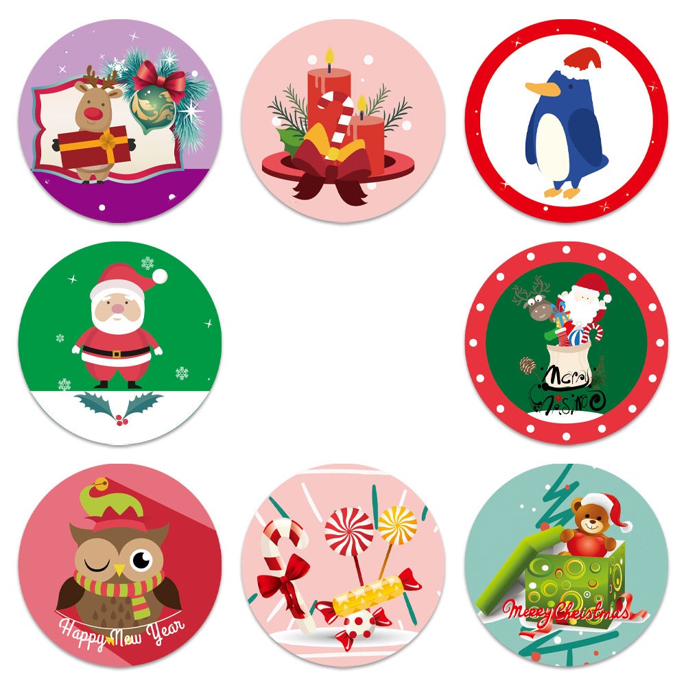 500 pièces joyeux noël vacances autocollants étiquettes étiquettes de noël joints d'enveloppe (1,5 pouces) - 4