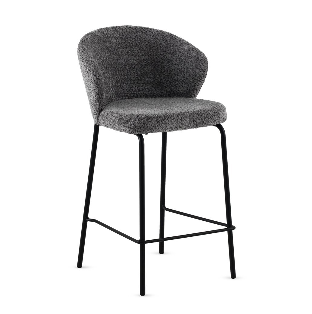 Pack de 2 taburetes tapizados en chenilla color gris oscuro - 2