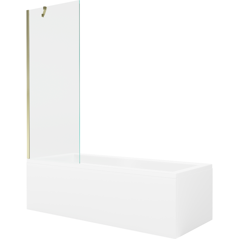 Mexen Cubik wanna prostokątna 170 x 70 cm z obudową i parawanem 1-skrzydłowym 70 cm, transparent, złoty - 550317070X9507000050