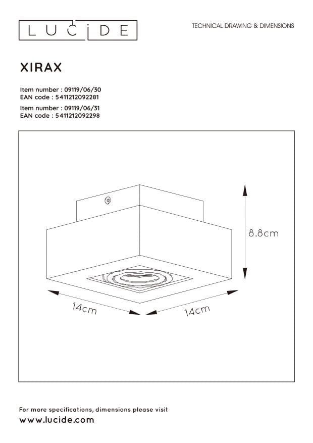 XIRAX-Spot/Plafonnier L14cm - - 8