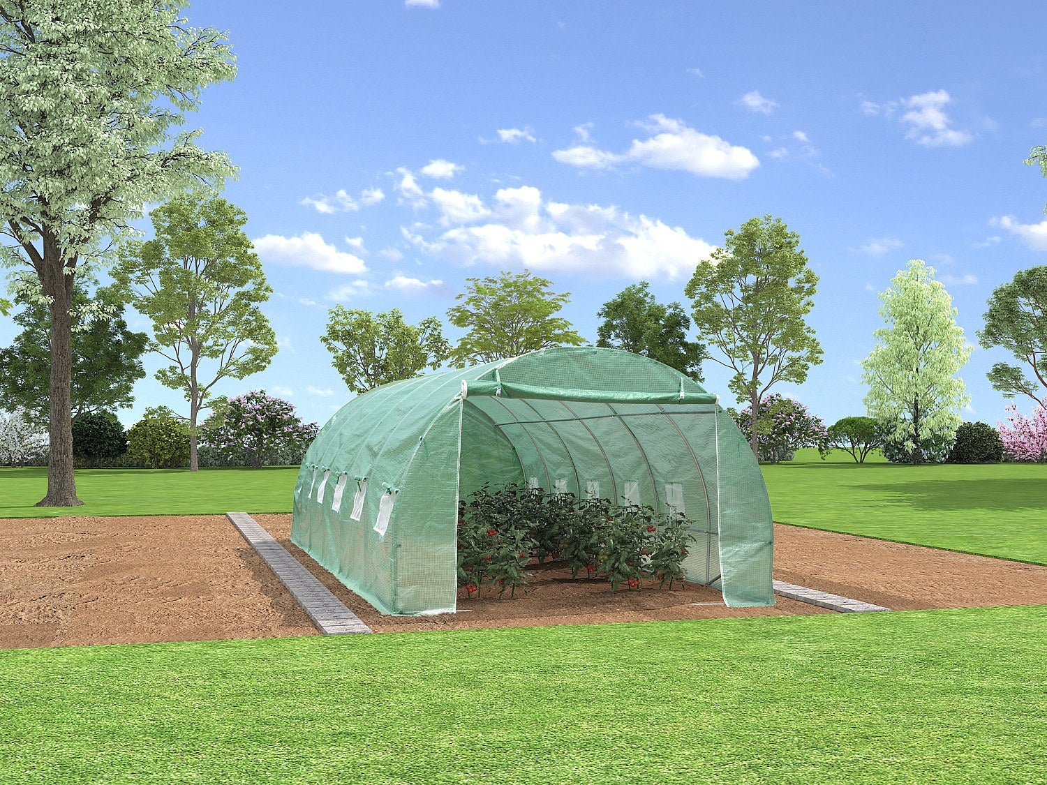 Tunel foliowy z konstrukcją stalową IPOMEA o pow. 18 m² - szer. 600 × szer. 300 × wys. 200 cm