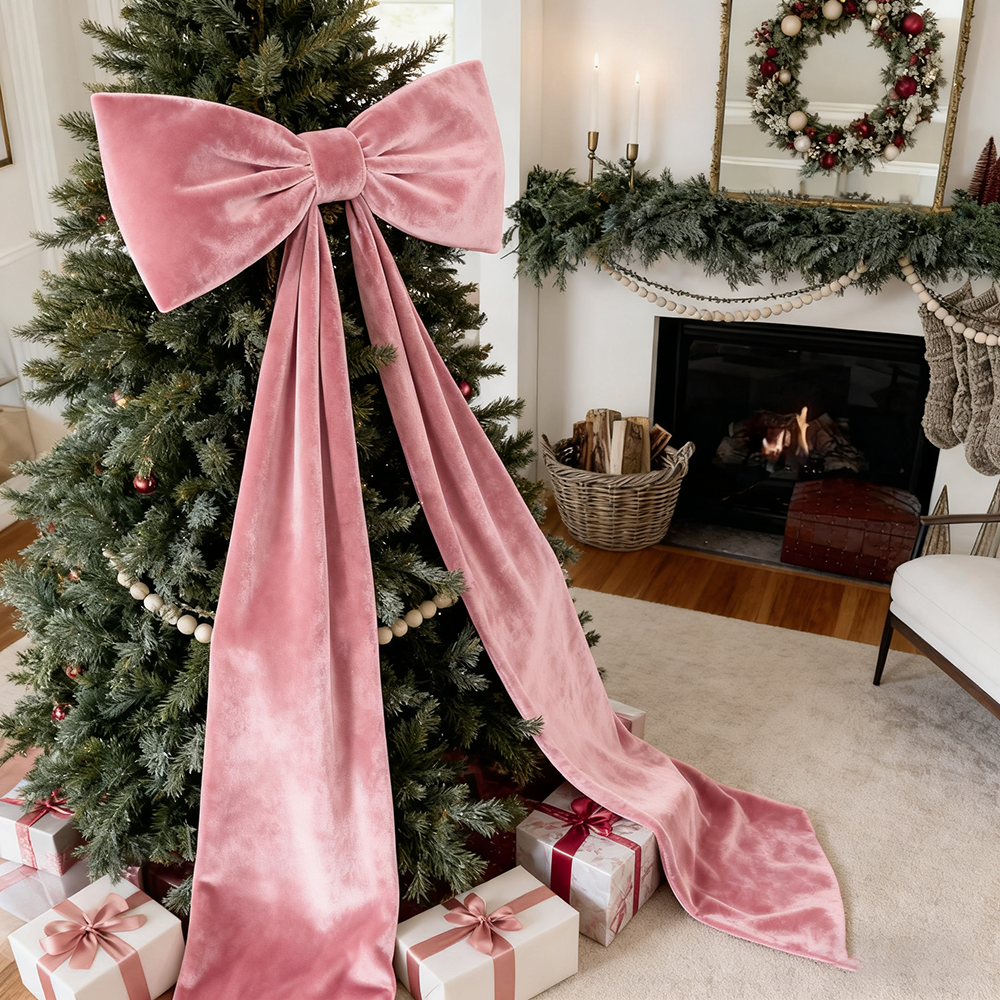Decoração de Natal, Laços grandes para árvores de Natal, Laço de veludo para decoração de árvores de Natal, casamentos, festas, 180 cm x 50 cm - 2