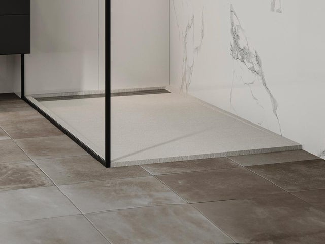 Receveur de douche extra plat à poser ou à encastrer recoupable en résine SMC avec siphon - Blanc - 160 x 90 cm - LYROSA