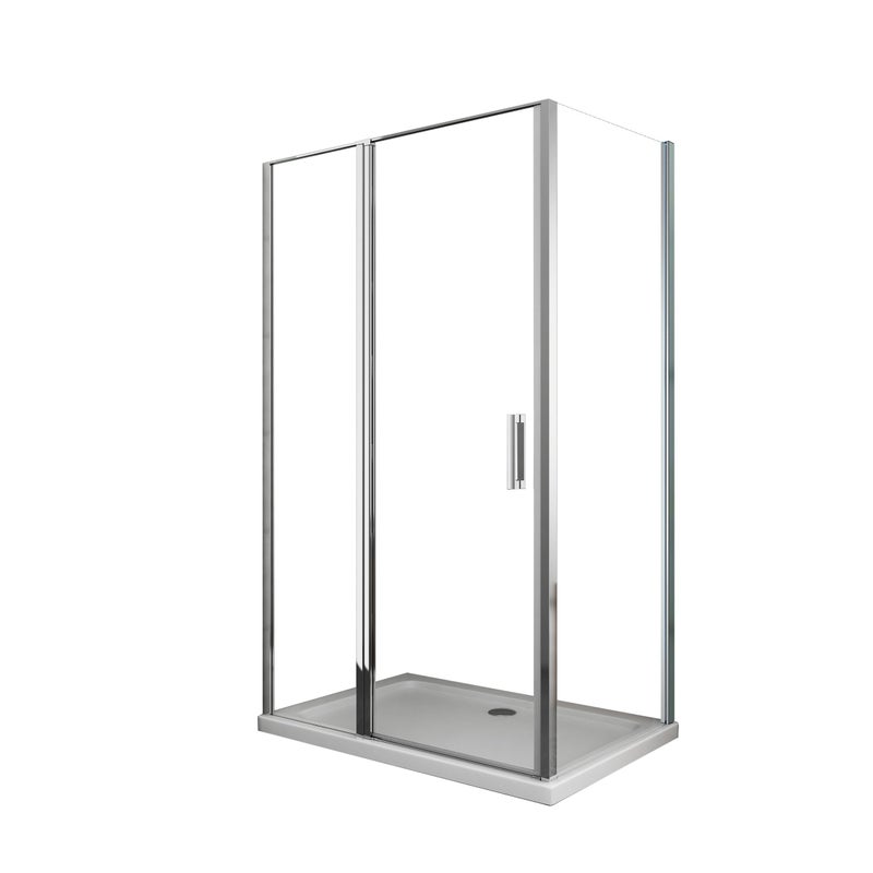 Kabina prysznicowa narożna:ścianka stała+drzwi uchylne z panelem stałym w jednej linii,szkło 6MM,odwracalna,ścianka stała 64-67 drzwi 137-140(35+65)