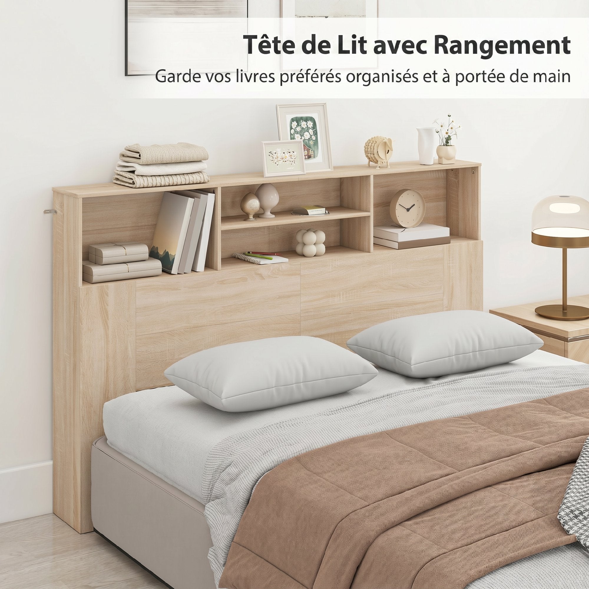 Tête de lit sur pied panneaux de particules HOMCOM - 4