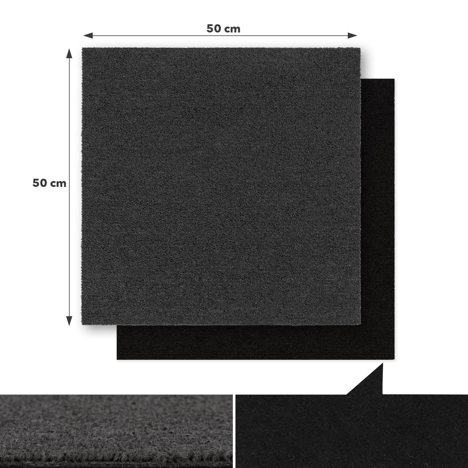 Dalles de moquette autoportantes Moscou, Anthracite 50 x 50 cm - 3