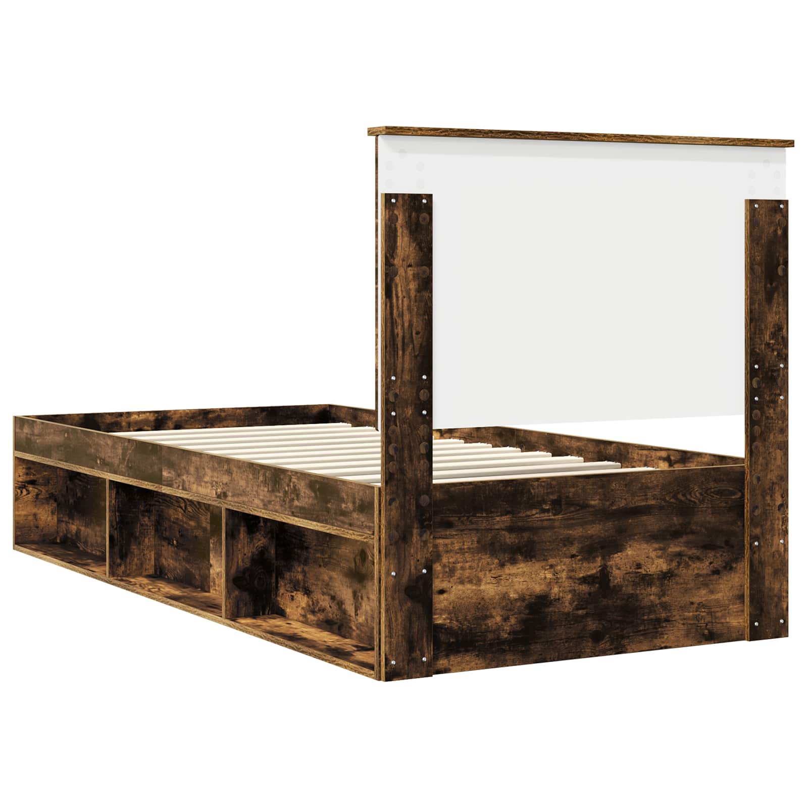 Cadre de lit uni chêne fumé 100 x 200 cm en bois de pin massif - 9