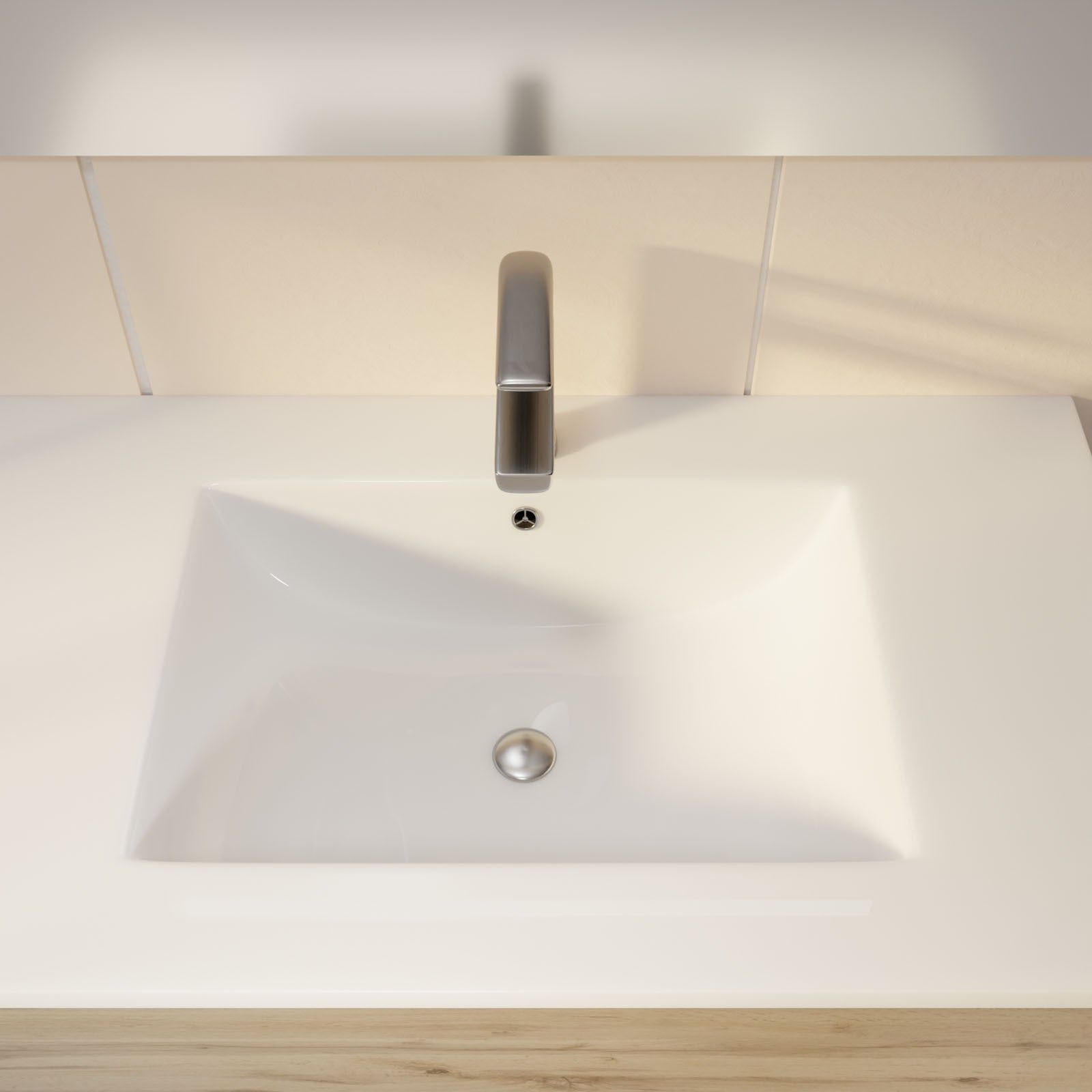 Pack Meuble SDB 80cm sur pieds 3 tiroirs Chene_Vasque blanche + Miroir Led - TIMBER 80_Pack46 - 9