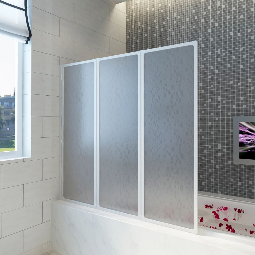 Mampara de bañera con 3 solapas escamoteables 141 x 132 cm