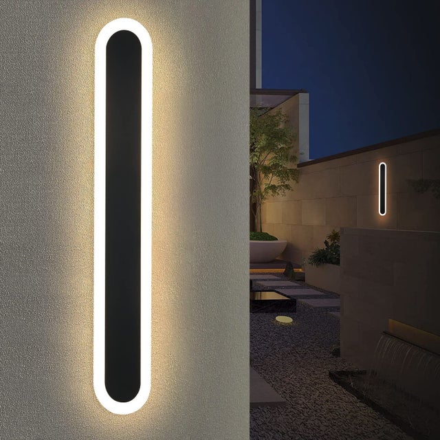 ZMH Nowoczesna, czarna, wodoodporna, zewnętrzna lampa ścienna LED