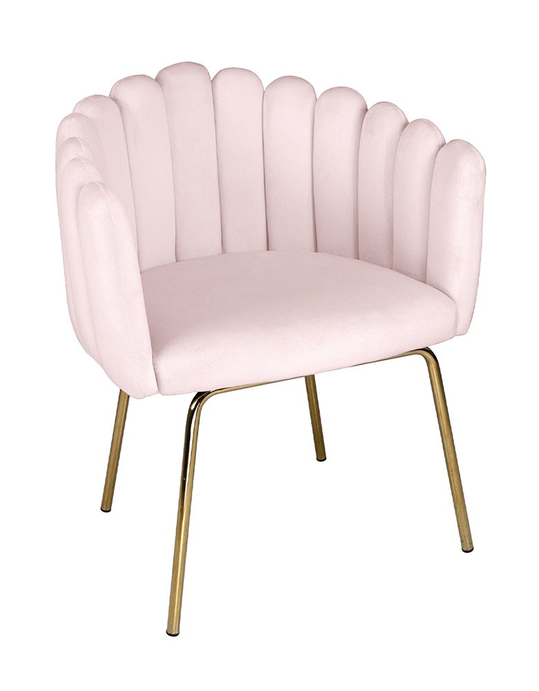 Poltrona conchiglia in velluto rosa poltroncina vintage – Perla