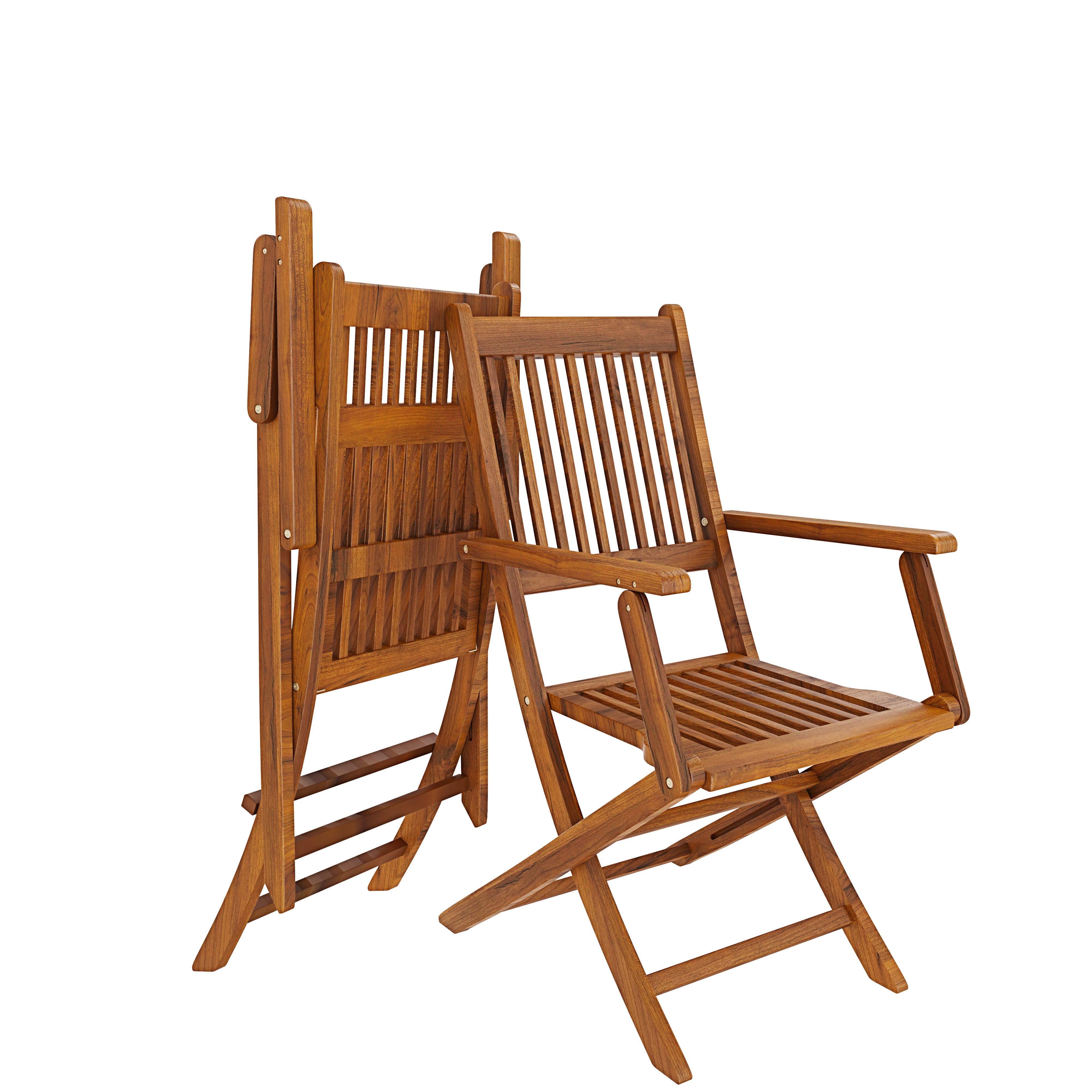 Set di Sedie Da Giardino Pieghevoli In Legno Massiccio Naturale