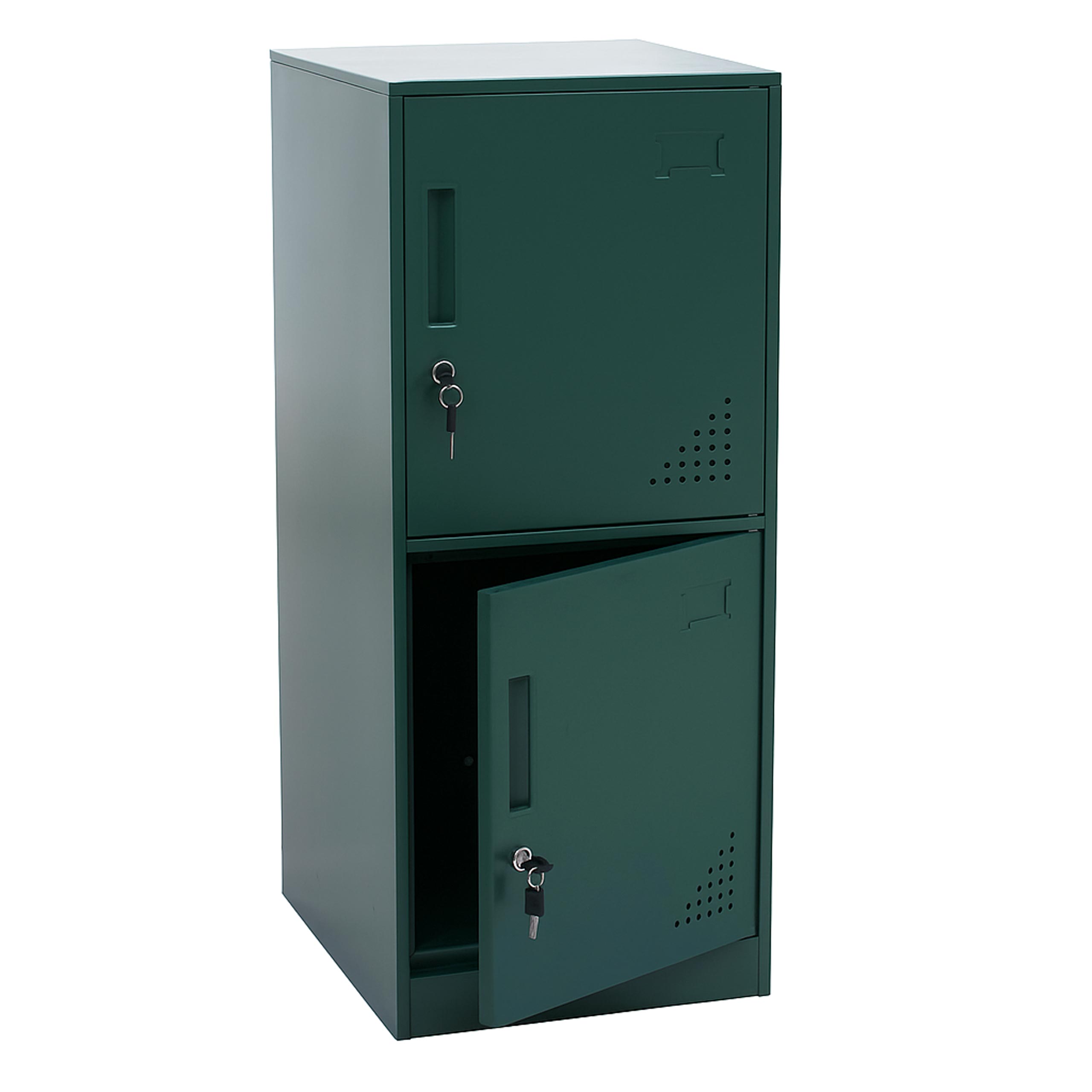 Szafka HWC-P63, szafka z zamkiem, szafka z 2 drzwiami, 90 x 38 x 45 cm, stal ~ zielona