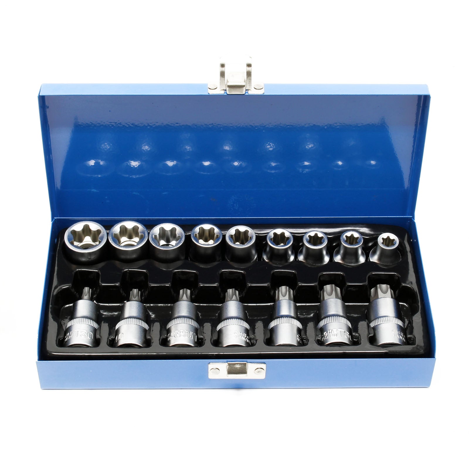 Jeu de douilles torx mâle 16 pièces Douilles avec entraînement de ½