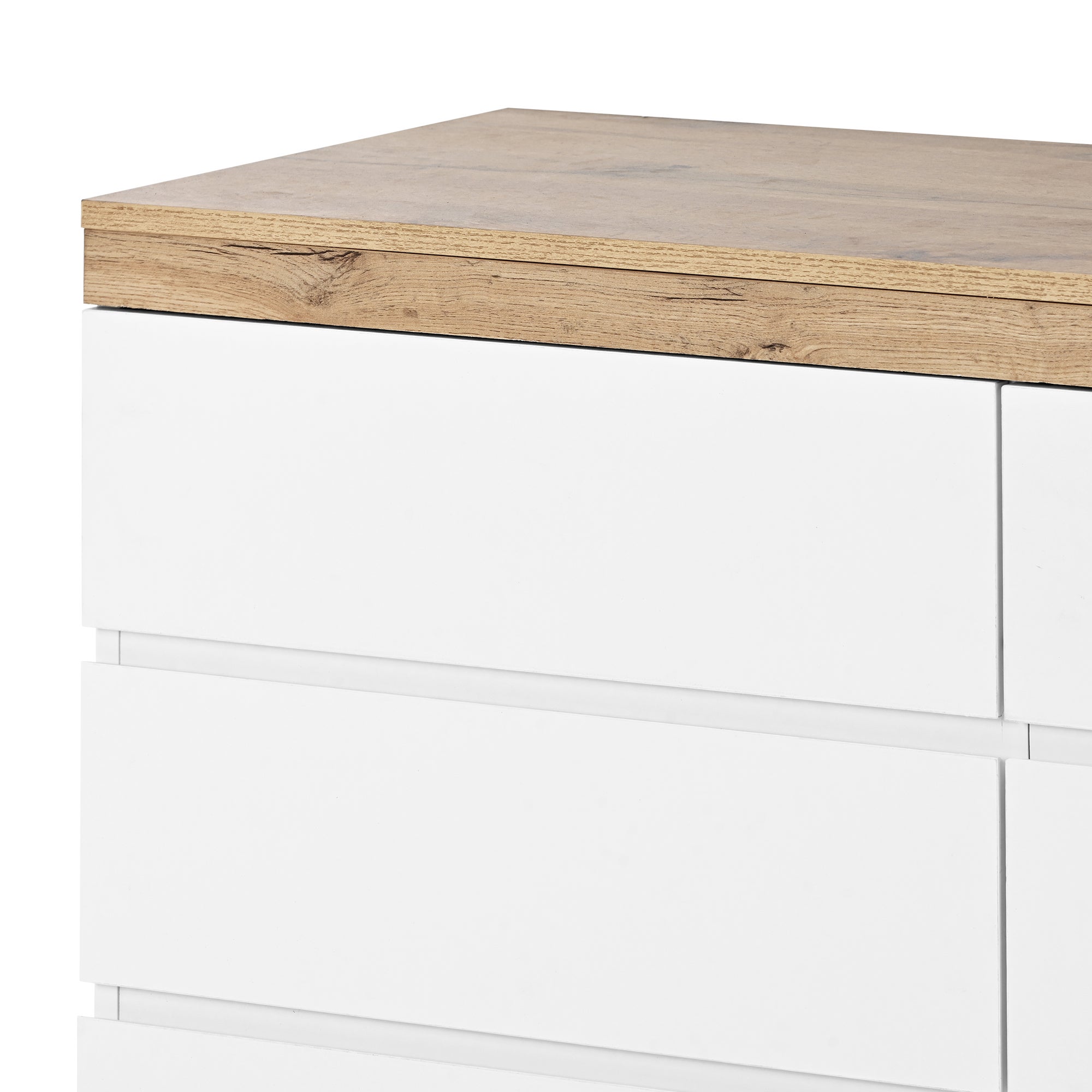 Cassettiera a 6 cassetti con serratura, in legno di rovere bianco, per camera da letto e soggiorno - 8