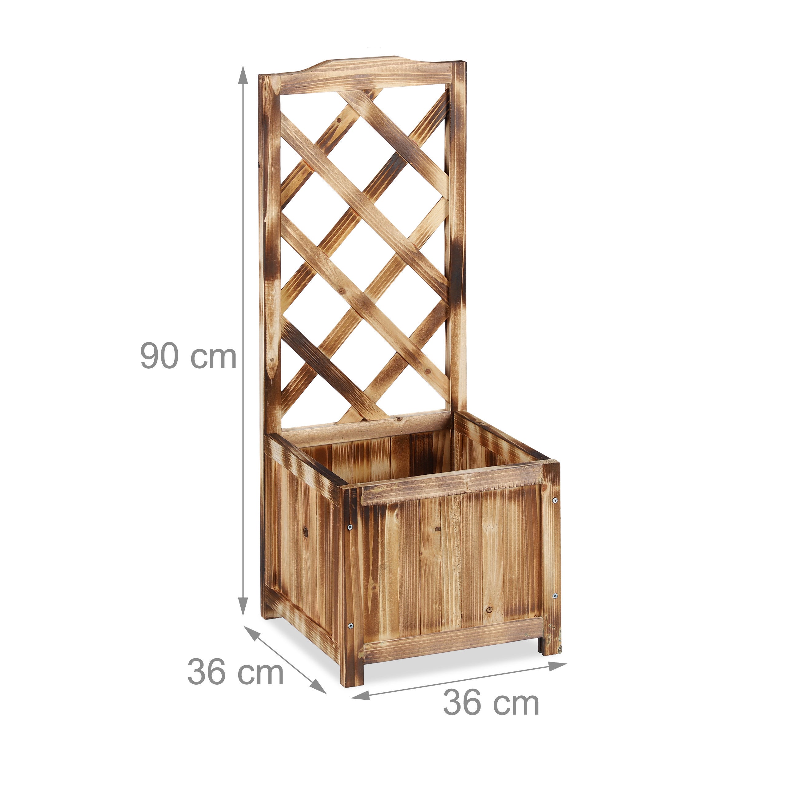 Jardinière avec treillis espalier Tuteur plantes grimpantes bac à fleurs en bois vigne lierre rose 20L, 90 cm, Relaxdays - 4
