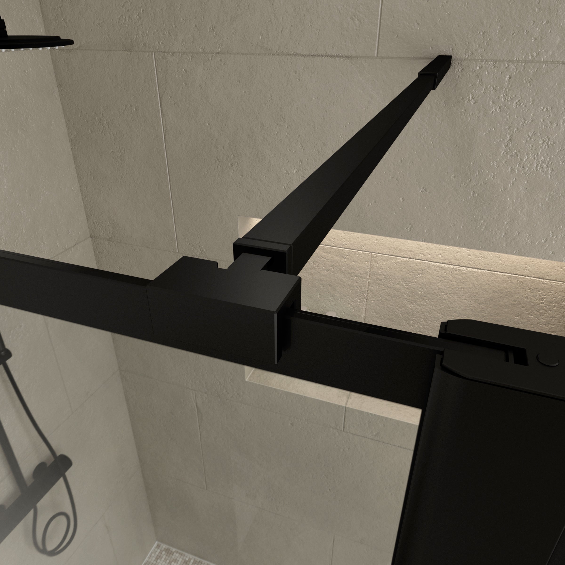 Paroi de Douche avec Volet Pivotant - Cadre et Bras Alu. NOIR MAT - 80+40x200cm - DARK CONTOURING - 8