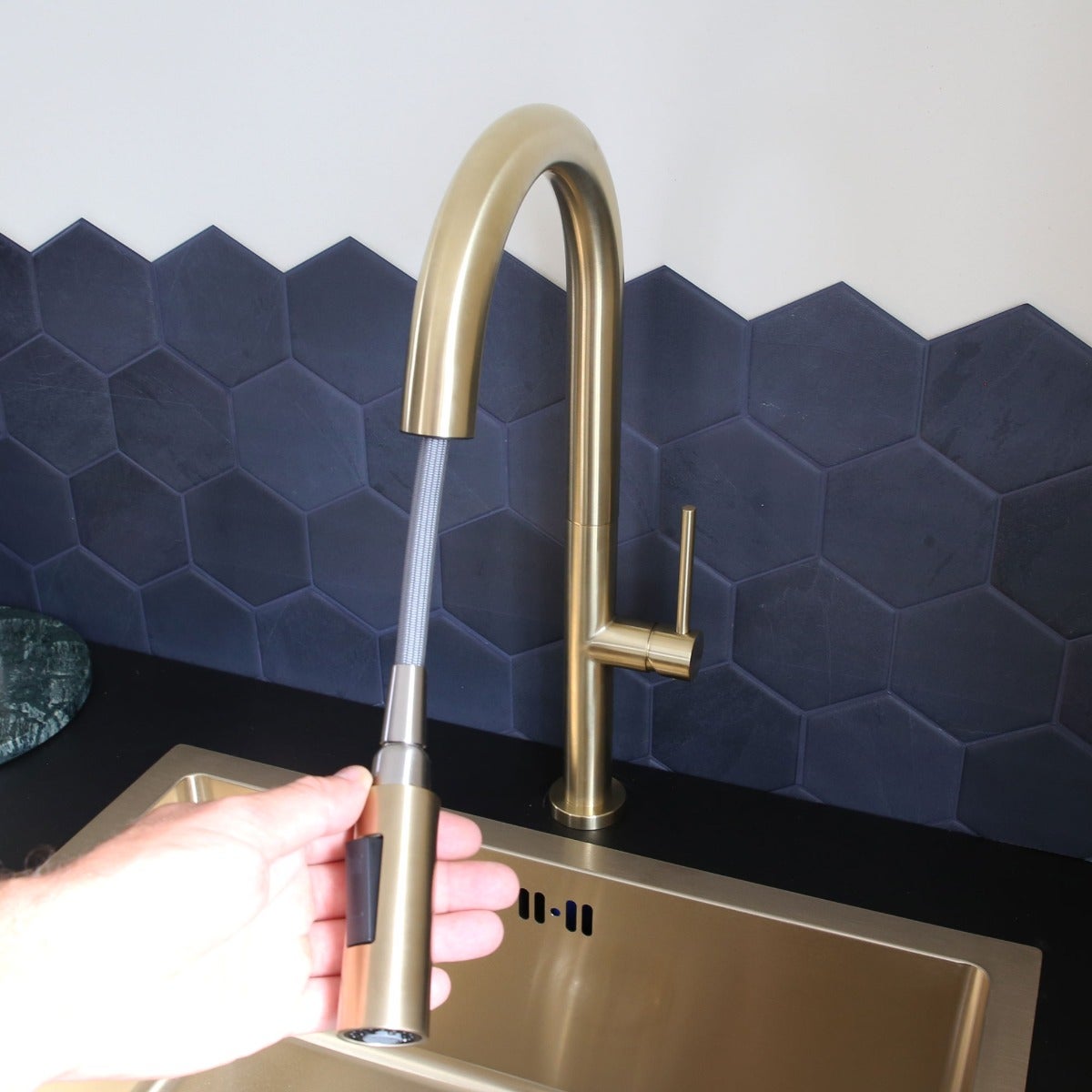 Miscelatore da cucina con doccetta ESSEBAGNO Portofino Oro - 7