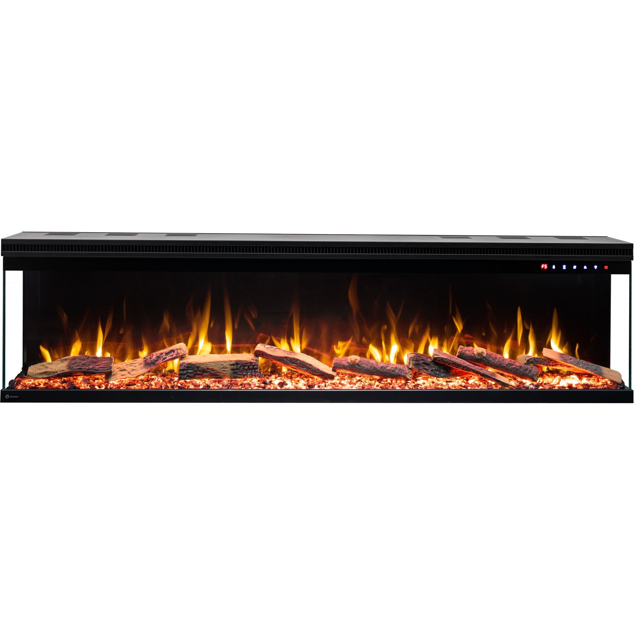 Cheminée électrique à 3 côtés AFLAMO Unique 127 - feu premium - murale ou encastrable - 127x44x20 cm - cheminée LED décorative - chauffage 750/1500 W - 6