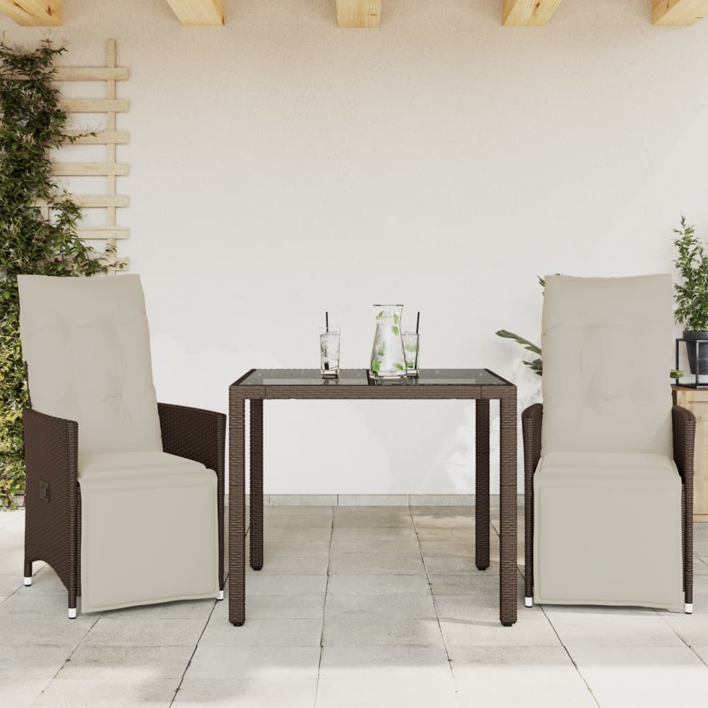 3-cz. zestaw ogrodowych mebli bistro, brązowy, polirattan vidaXL