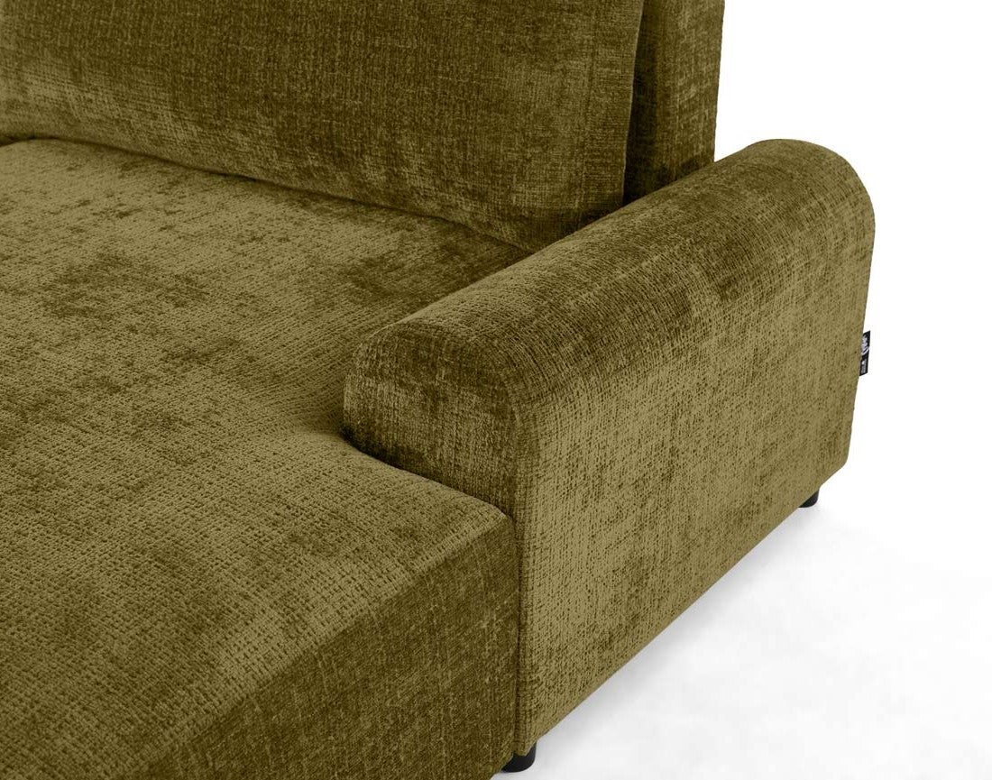 Canapé d'angle droit convertible 4 places en velours texturé vert olive - NELLY - Best Mobilier - 4