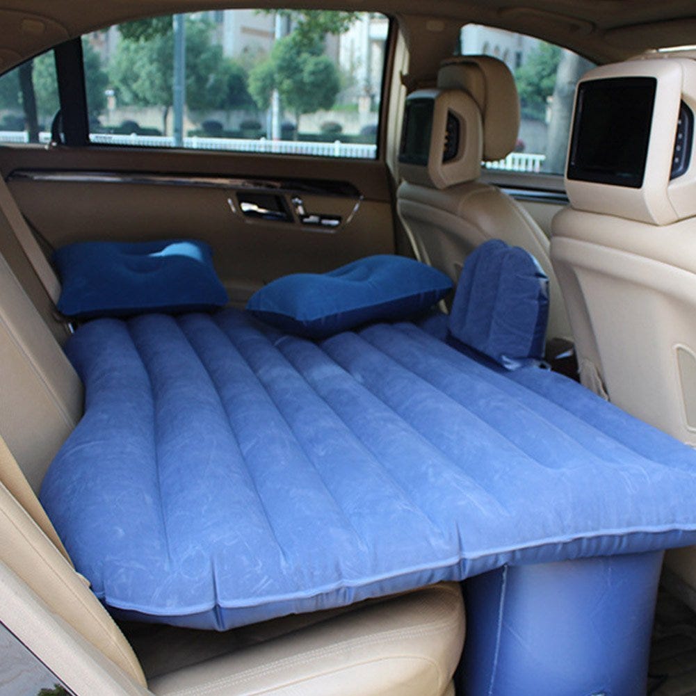 Materasso Gonfiabile Una Piazza E Mezza Kit Materasso Gonfiabile Per Auto Con Cuscini E Gonfiatore - Comodo E Pratico Per Viaggi Kit Letto Auto Gonfiatore