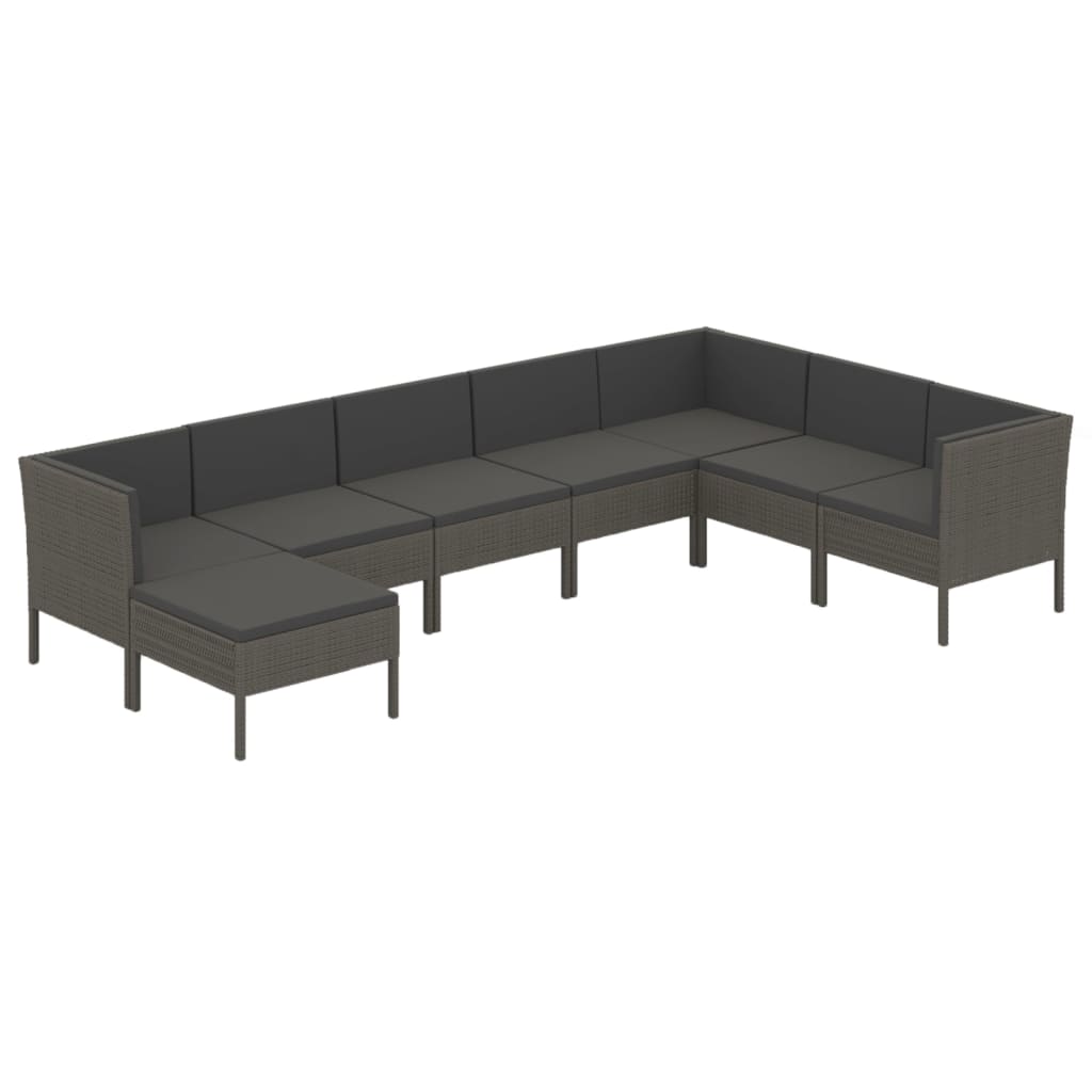 Maison Exclusive - Set Divani da Giardino 8 pz con Cuscini in Polyrattan Grigio - 2