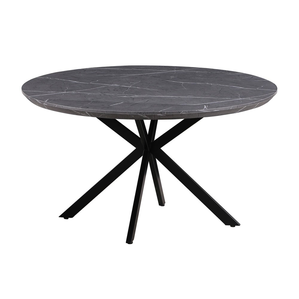 Table Ronde 140 Table à manger ronde 140 cm plateau effet marbre gris foncé | Leroy Merlin