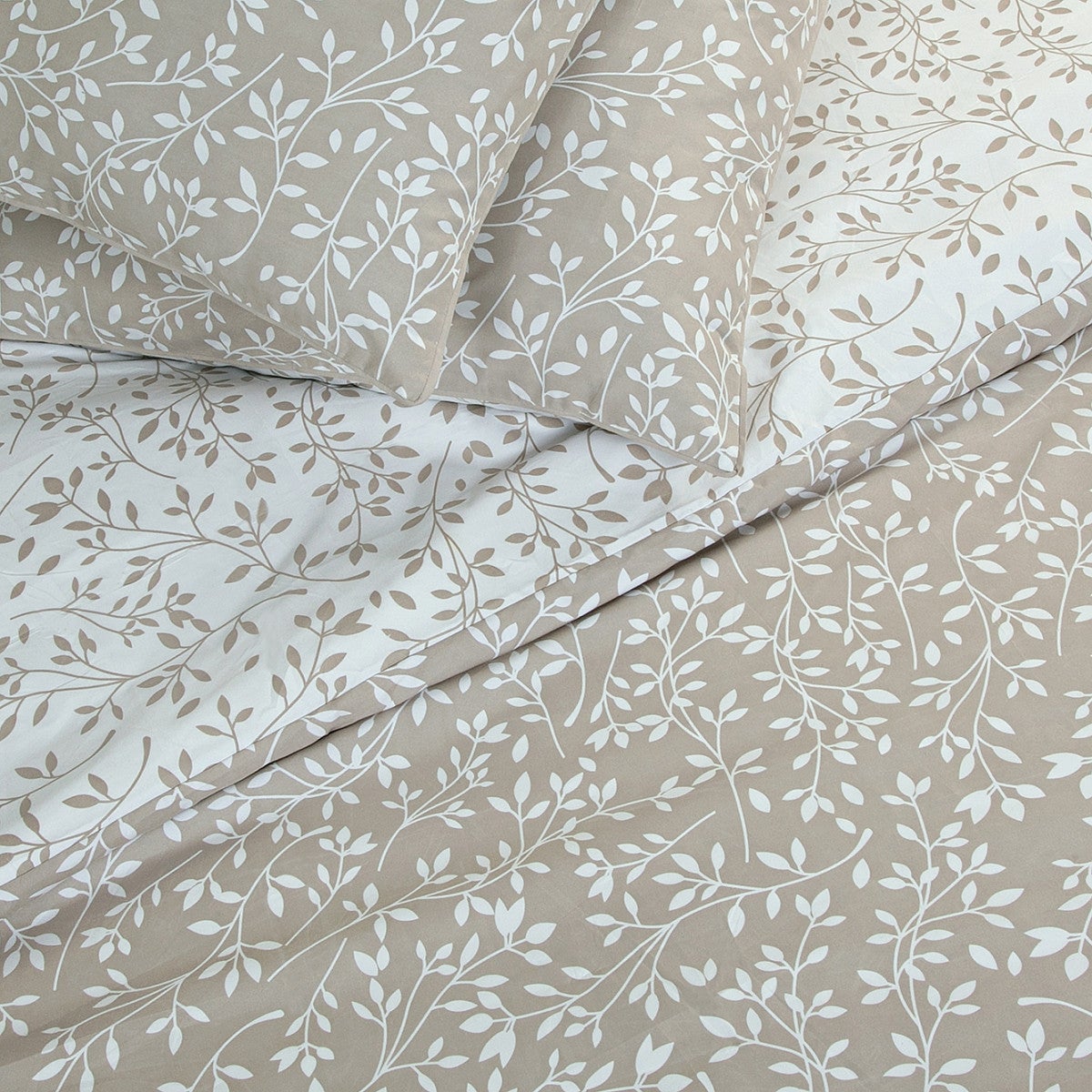 Parure de lit double feuillage en microfibre lavée 240x220cm - 2