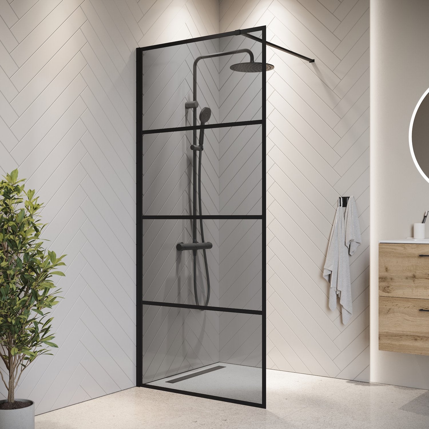 Paroi de Douche Essos 60 x 200 cm Verre teinté noir 8 mm Leroy