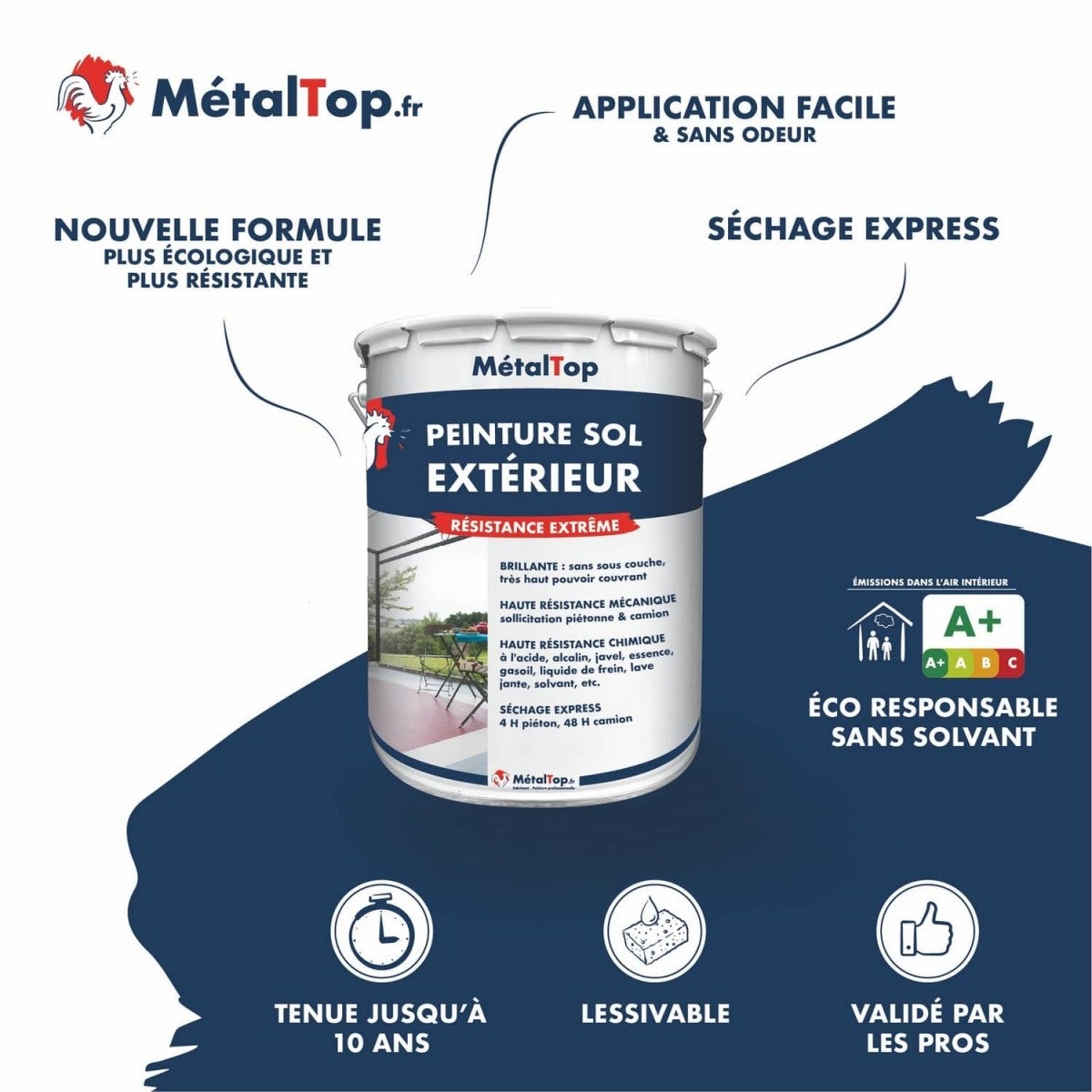 Peinture Sol Exterieur - Metaltop - Rouge brun - RAL 3011 - Pot 15L - 4