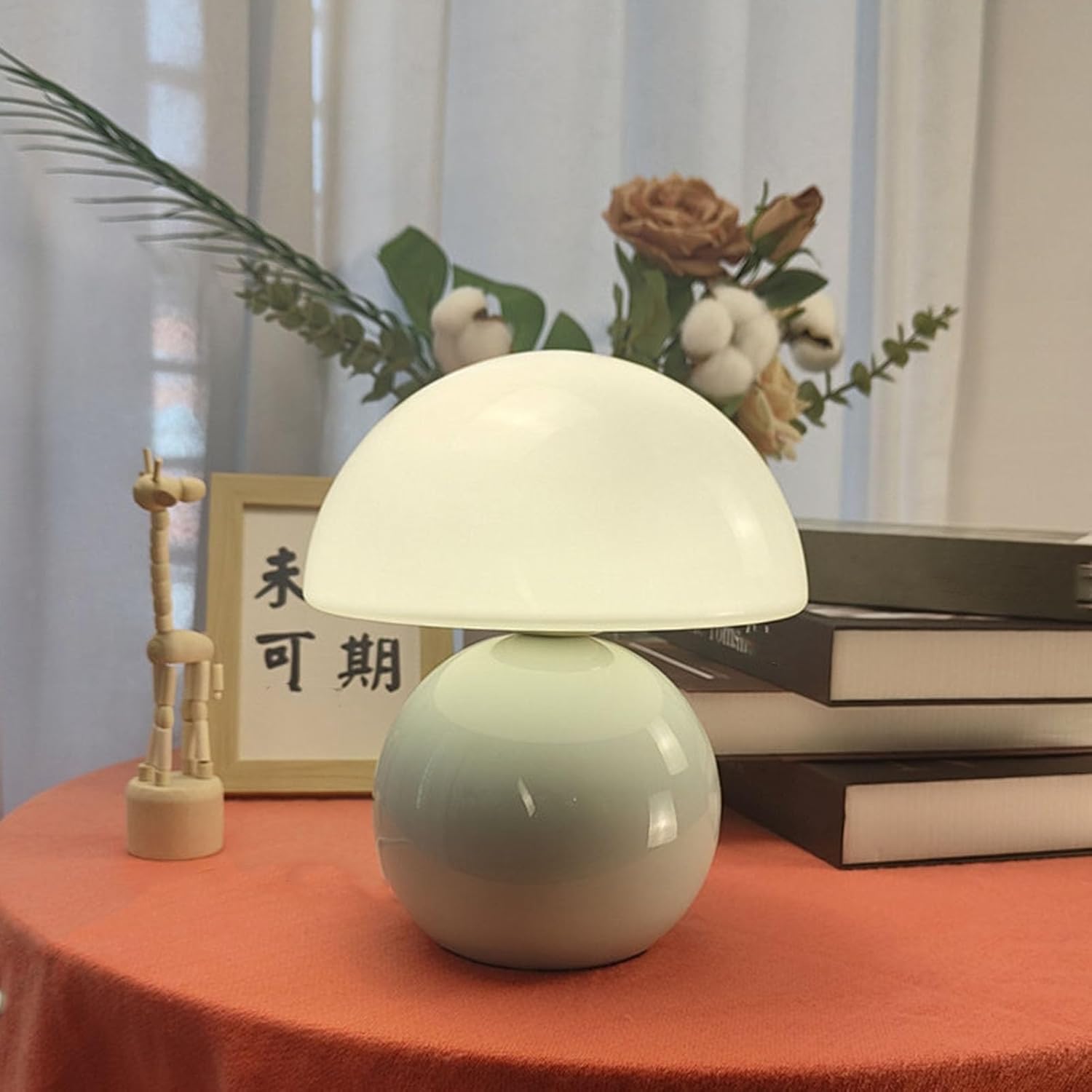 Dawnwake Lampada Da Tavolo Comodino, Lampada Da Scrivania LED Dimmerabile, Abat Jour in Vetro a Forma