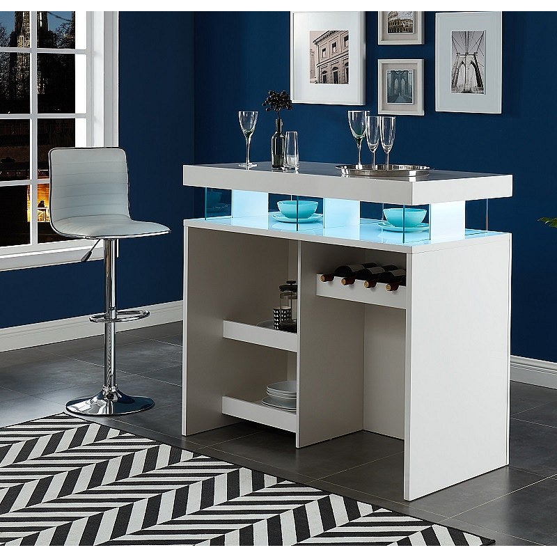 Szafka barowa z oświetleniem LED z MDF w kolorze białym lakierowanym - FABIO II