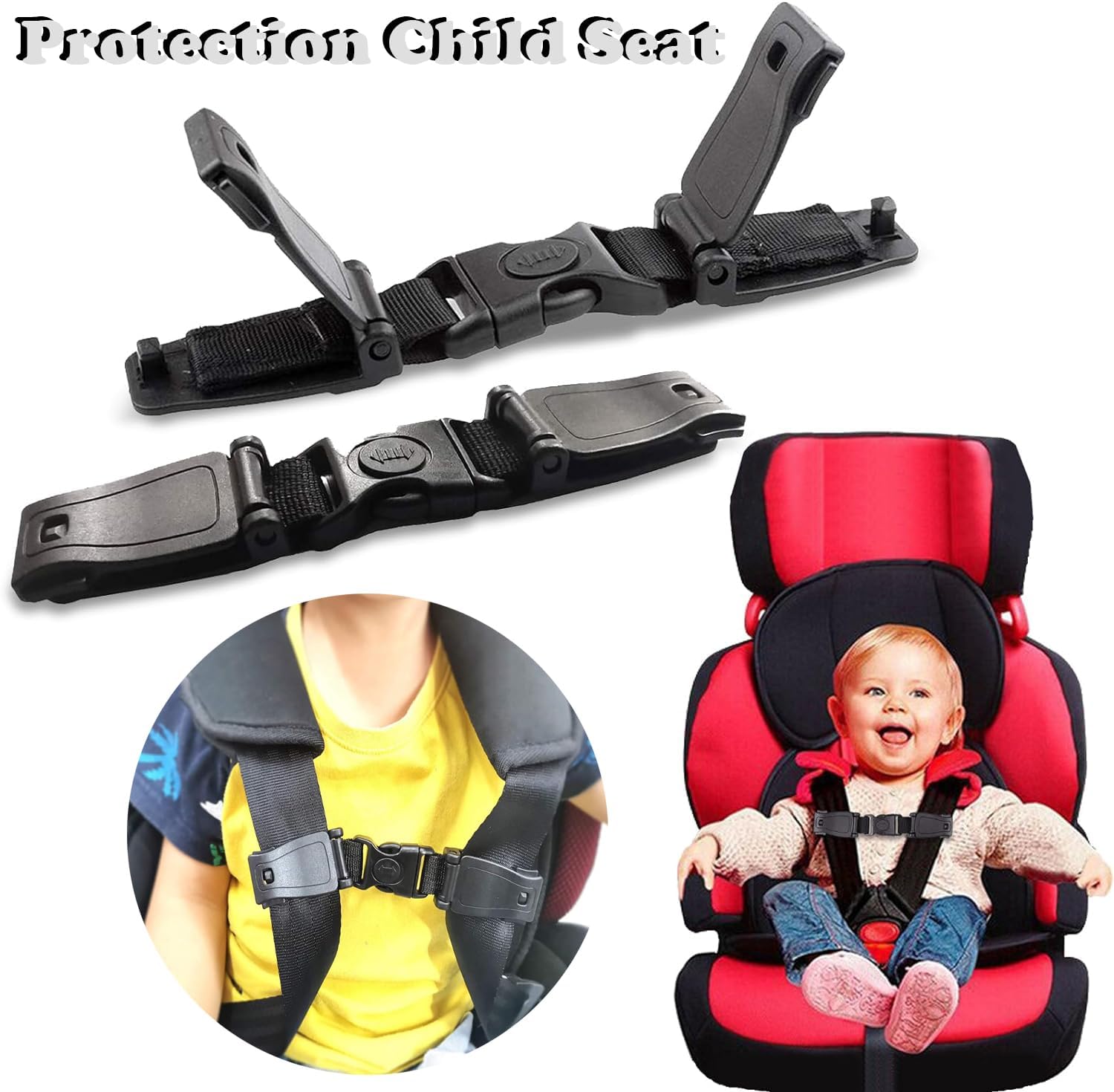 Clip de Sangle Enfant Auto 2 Pièces, Securite Siege Bebe, Chest Clip Ceinture de Sécurité Voiture pour Poussette et Sièges - 6