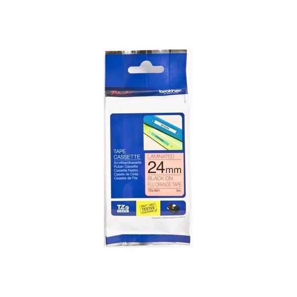 Brother TZeB51 Ruban d'étiquettes laminé fluorescent original - Texte noir sur fond blanc -