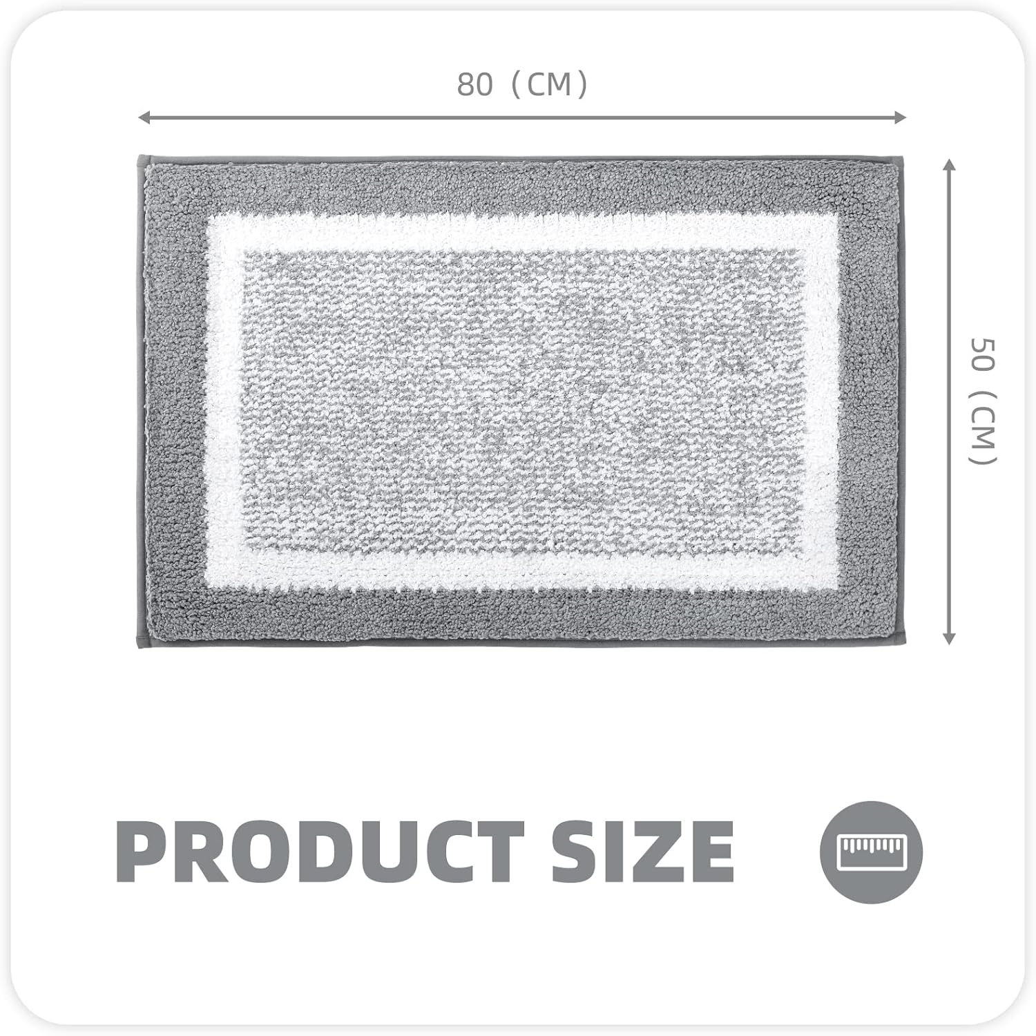 Tapis De Salle De Bain 80x49 Cm Motif Losanges Noir Et Blanc - Doux, Absorbant Et Antidérapant - VOSERY - 7