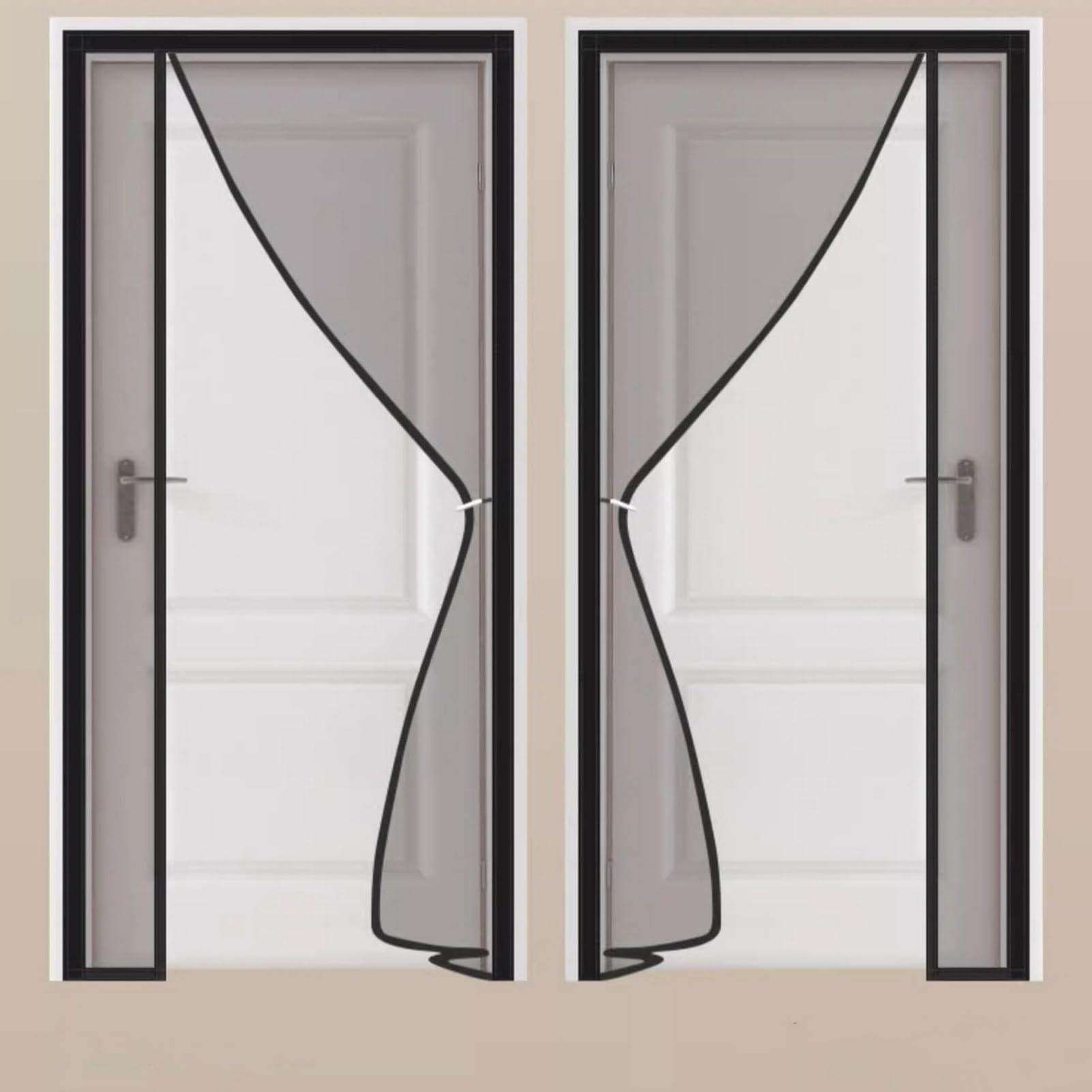 Puerta mosquitera magnética, cortina antiinsectos, cierre automático, para entrada y dormitorio, color negro (100 x 210 cm) - 3