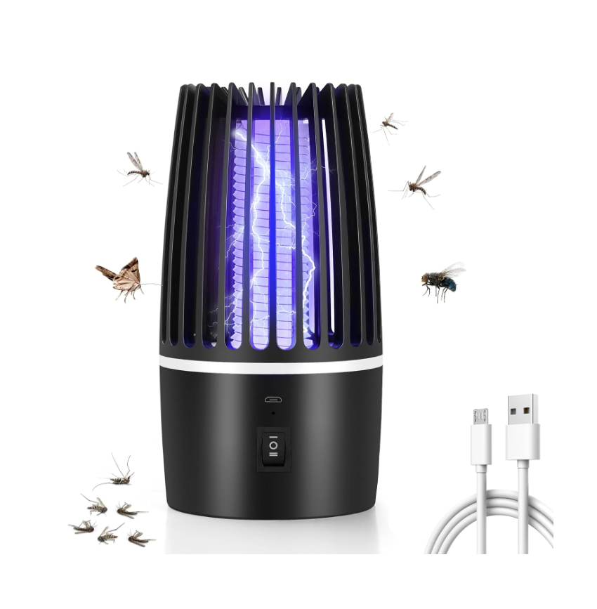 Lampa owadobójcza do użytku wewnątrz pomieszczeń, elektryczna lampa owadobójcza z akumulatorem USB i oświetleniem LED, lampa owadobójcza 360° do