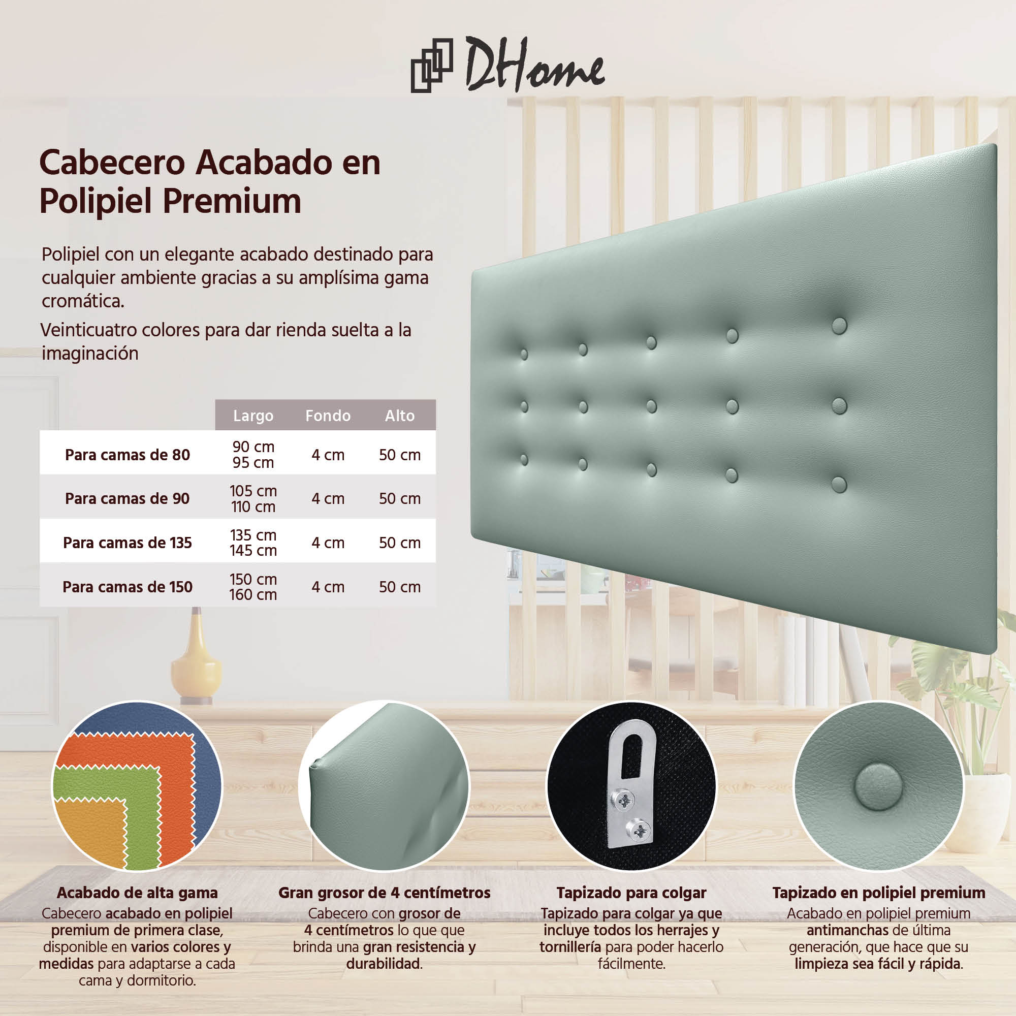 DHOME Testiera Imbottita Per Letto In Tessuto Blu AQUALINE - Con Gambe, Larghezza 135 Cm (per Letti 120/135/140)