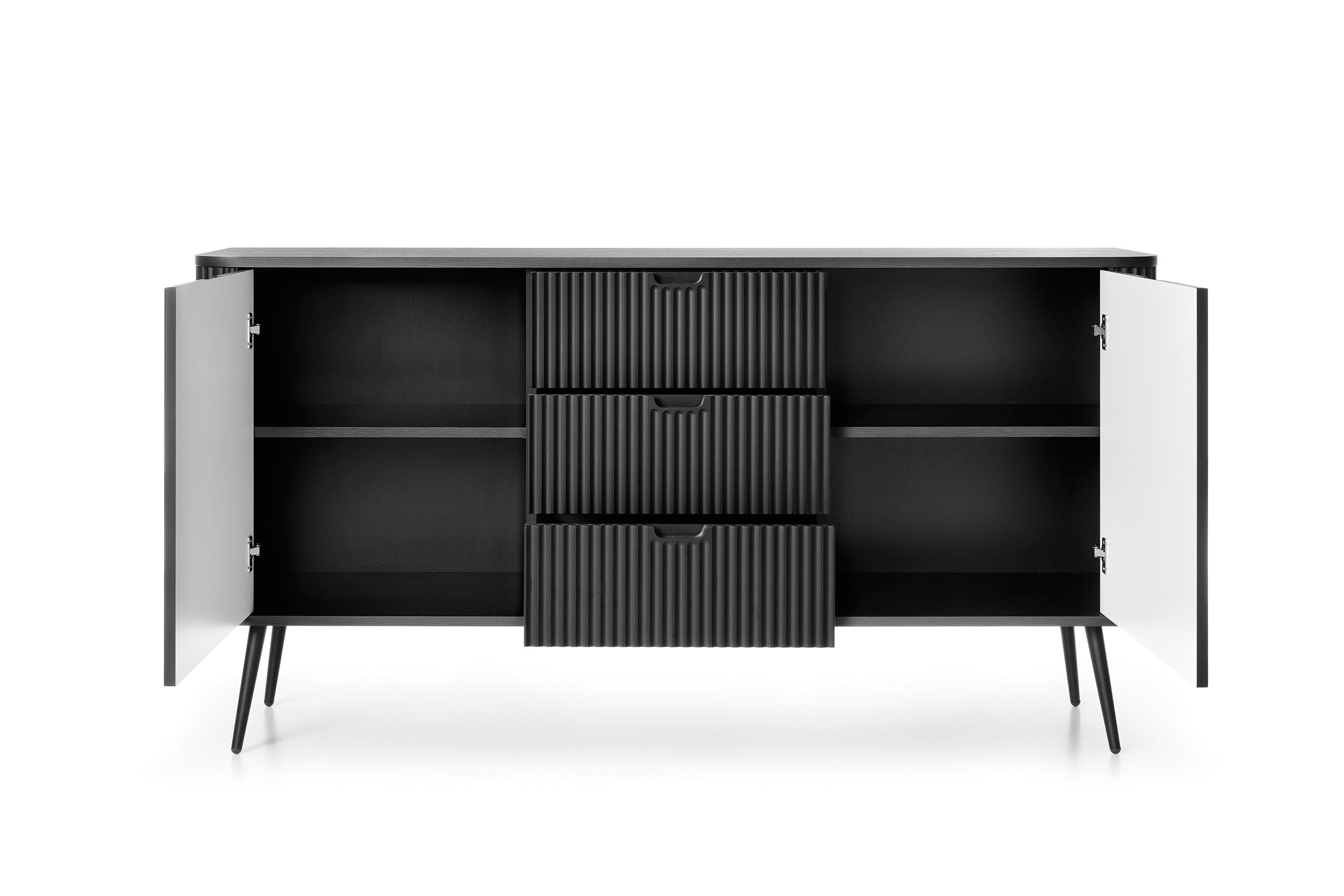 Komoda czarna, nogi: czarne, 168 x 87 x 39 cm - 3