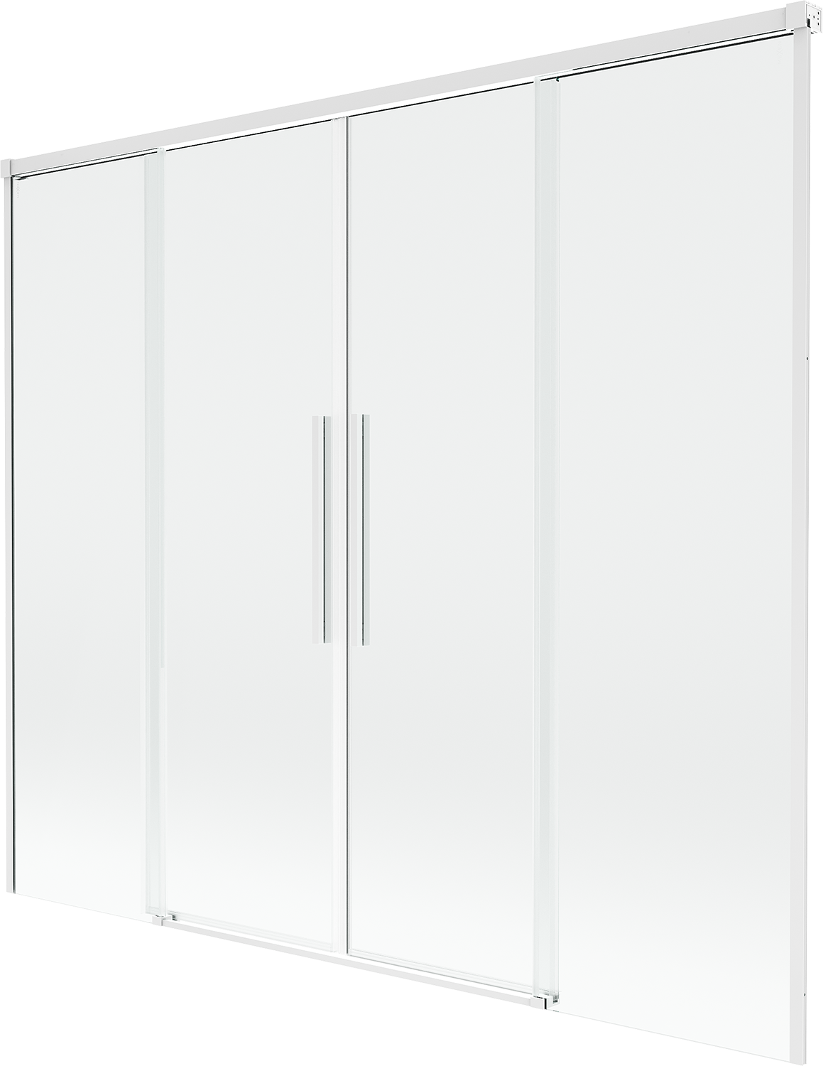 Mexen Rox parawan nawannowy 2-skrzydłowy rozsuwany 180 x 150 cm, transparent, biały - 8C9-180-002-20-00