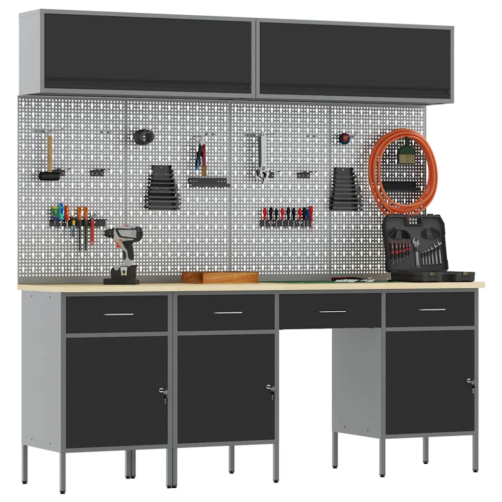Conjunto Completo de Banco de Trabalho em Aço Preto com 10 Peças - 4