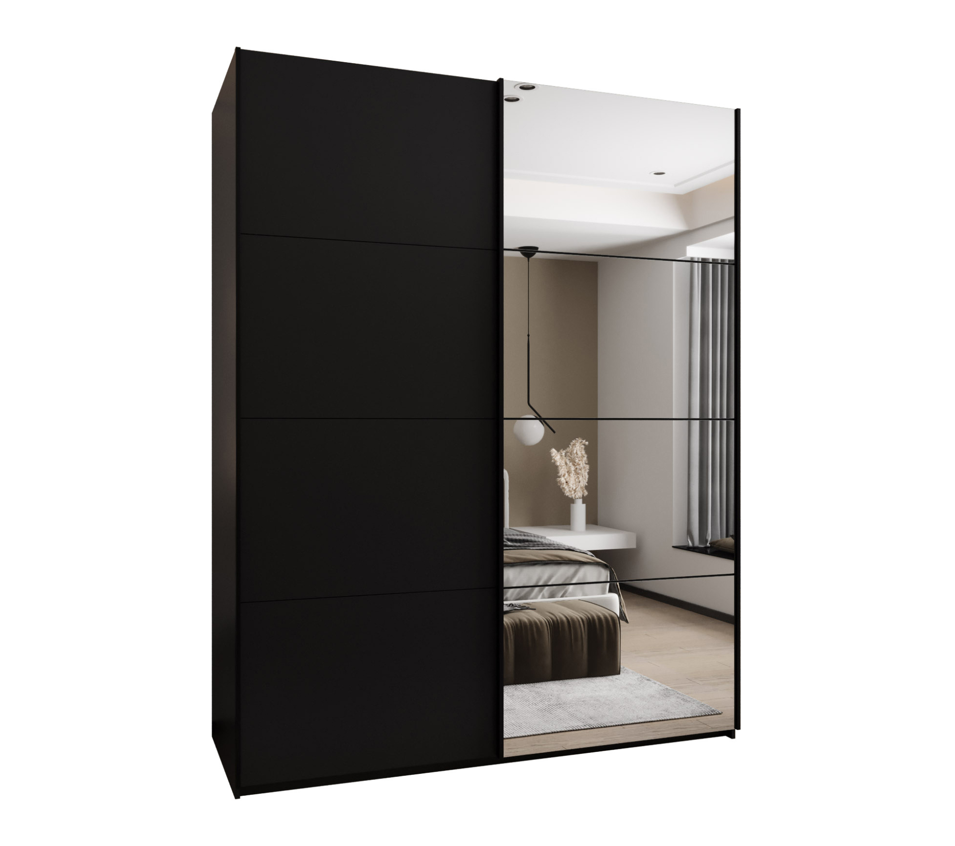 Szafa przesuwna wysoka Lux 3 200 x 64 x 245,5 cm czarny + czarny + u. czarny - Abiks Meble