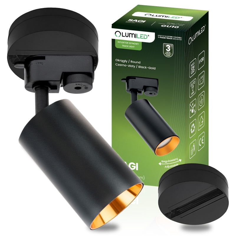 Zestaw Szynoprzewód Lumiled Czarny + Reflektor Szynowy Czarno-Złoty